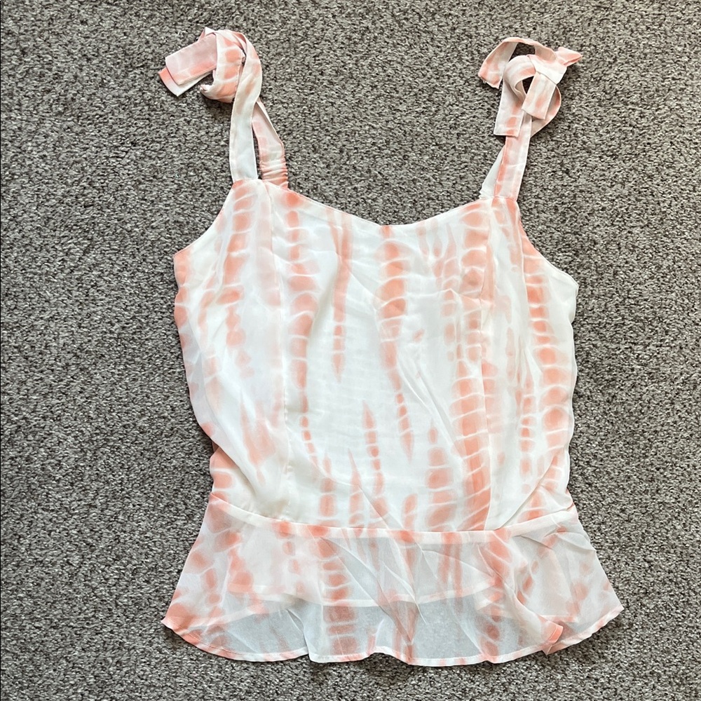 Japna Coral and White Tie-Dye Camisole